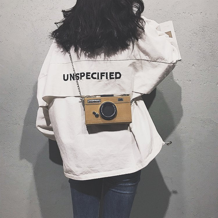 Unique Women’s Camera Shape Shoulder Bag with Chain Clutch 17cm