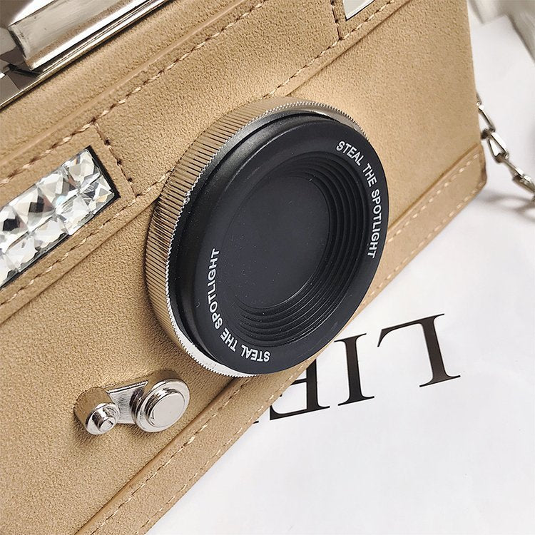 Unique Women’s Camera Shape Shoulder Bag with Chain Clutch 17cm
