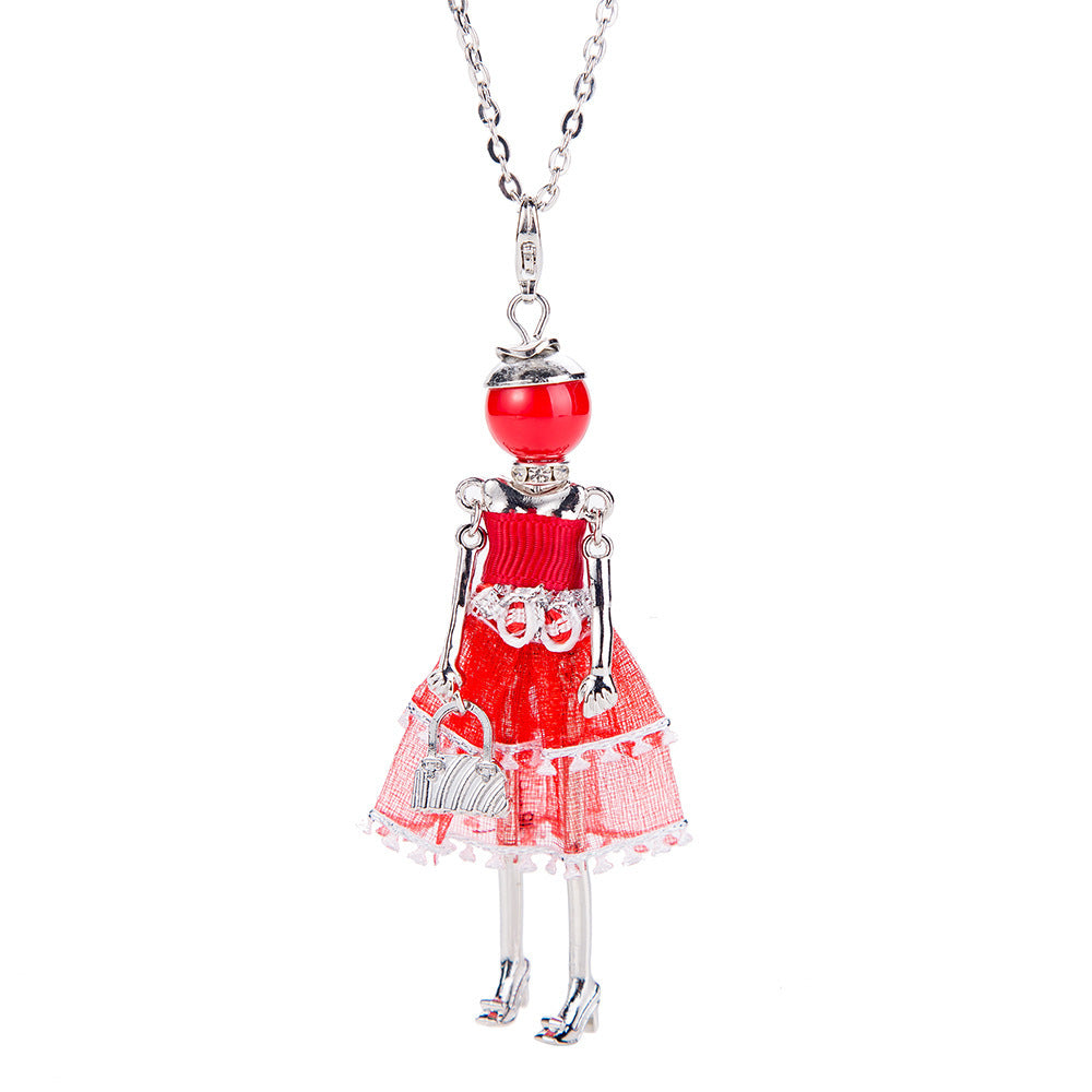 Fashion Alloy Doll Necklace with Pendant