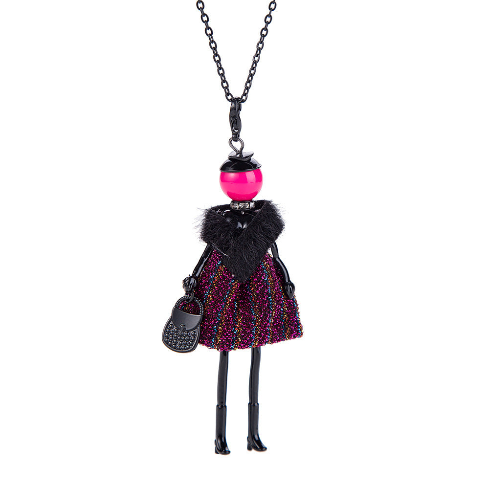 Fashion Alloy Doll Necklace with Pendant