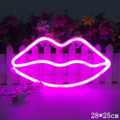 مصباح نيون LED ليلي يعمل بمنفذ USB وبطارية لديكور المنزل 30×18.5 سم