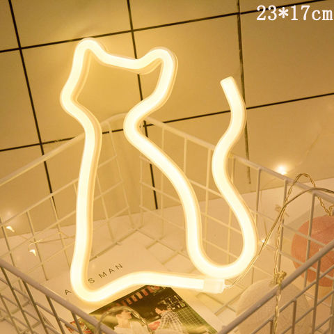 مصباح نيون LED ليلي يعمل بمنفذ USB وبطارية لديكور المنزل 30×18.5 سم