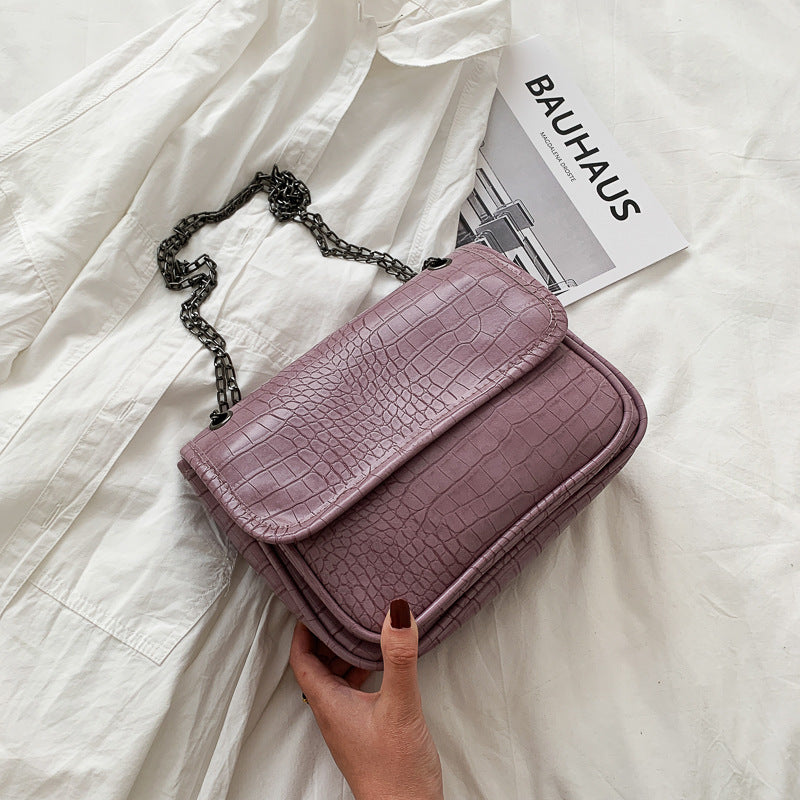All-match Crocodile Pattern Chain Shoulder Messenger Small Square Bag