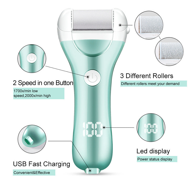 Charged Electric Foot File for Heels with Adjustable Speed LED Display Callus Remover Pedicure Tool