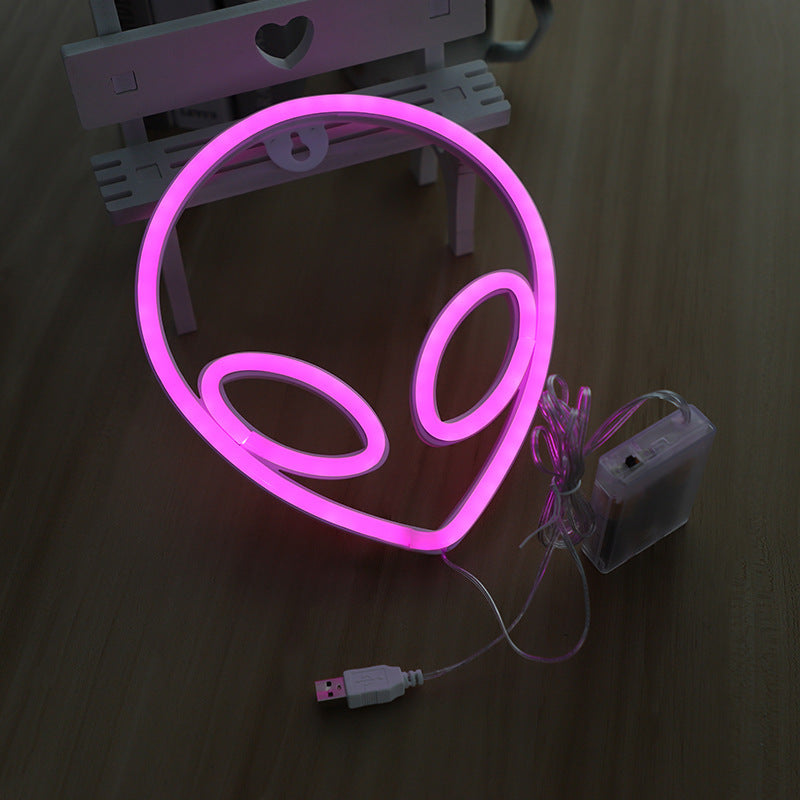 LED Alien Pendant Neon Wall Light with USB & Battery Power