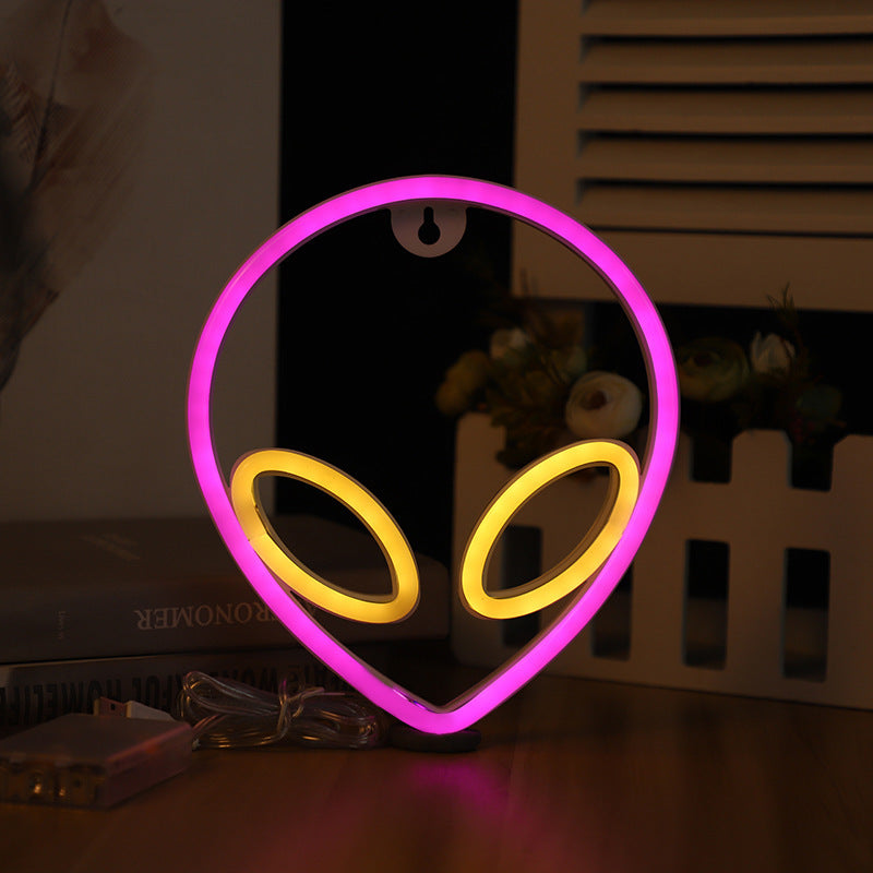 LED Alien Pendant Neon Wall Light with USB & Battery Power
