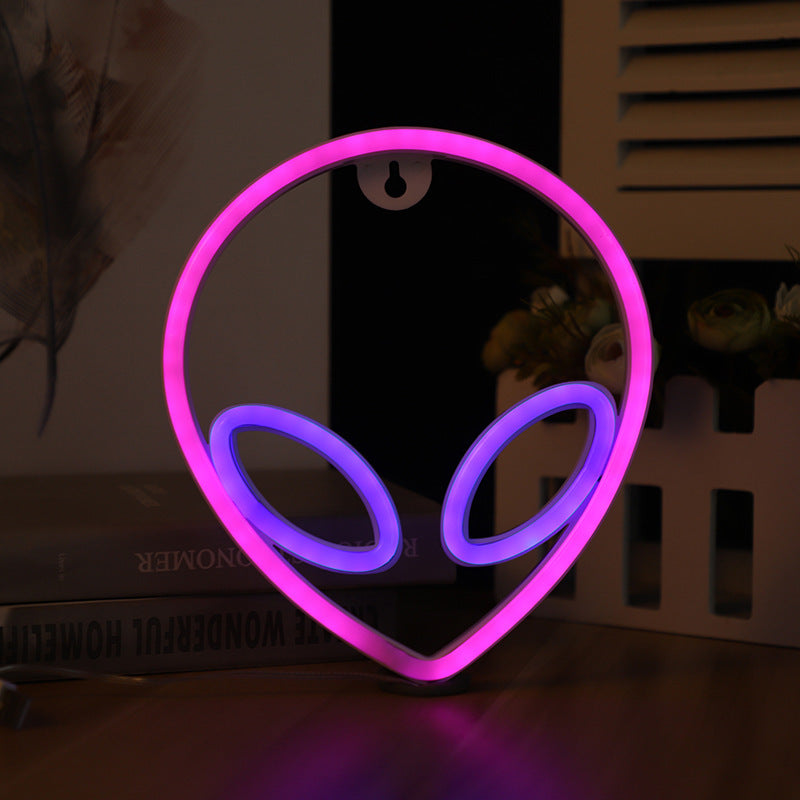 LED Alien Pendant Neon Wall Light with USB & Battery Power