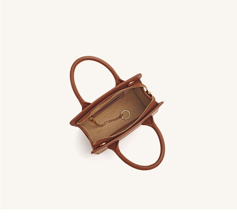 Commuter Small Square Bag With Single-Shoulder Leather Messenger