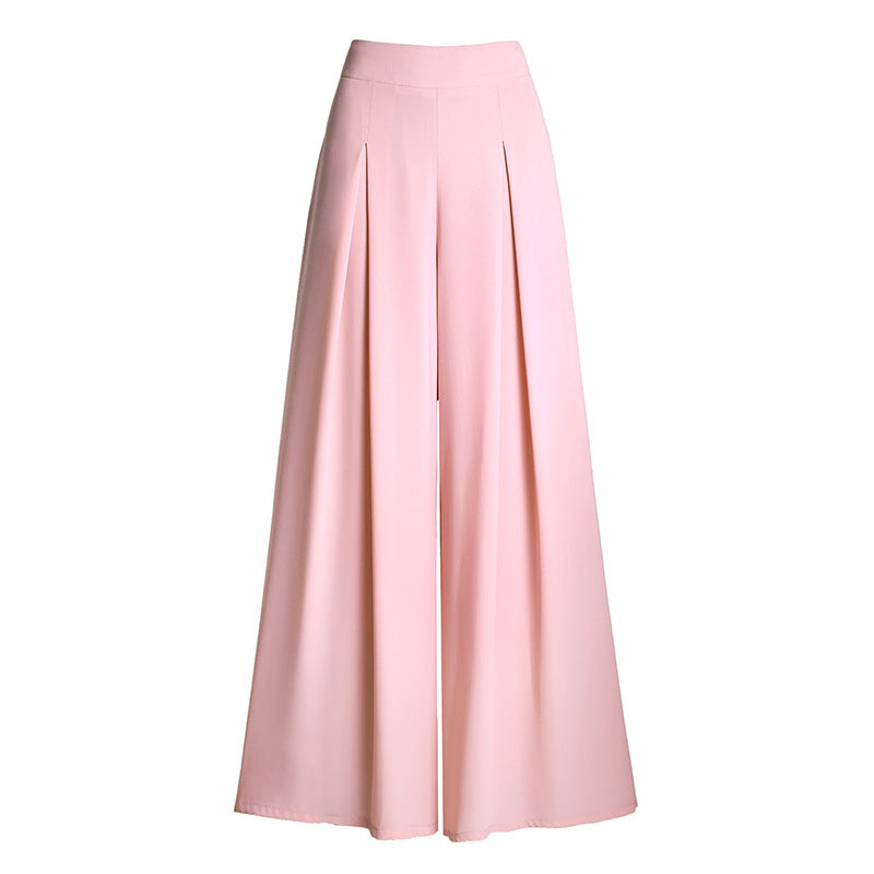 Ladies High Waist Chiffon Wide-Leg Loose Slim Culottes Pants