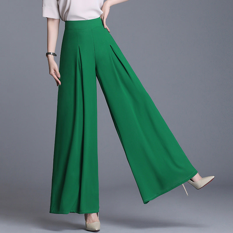 Ladies High Waist Chiffon Wide-Leg Loose Slim Culottes Pants