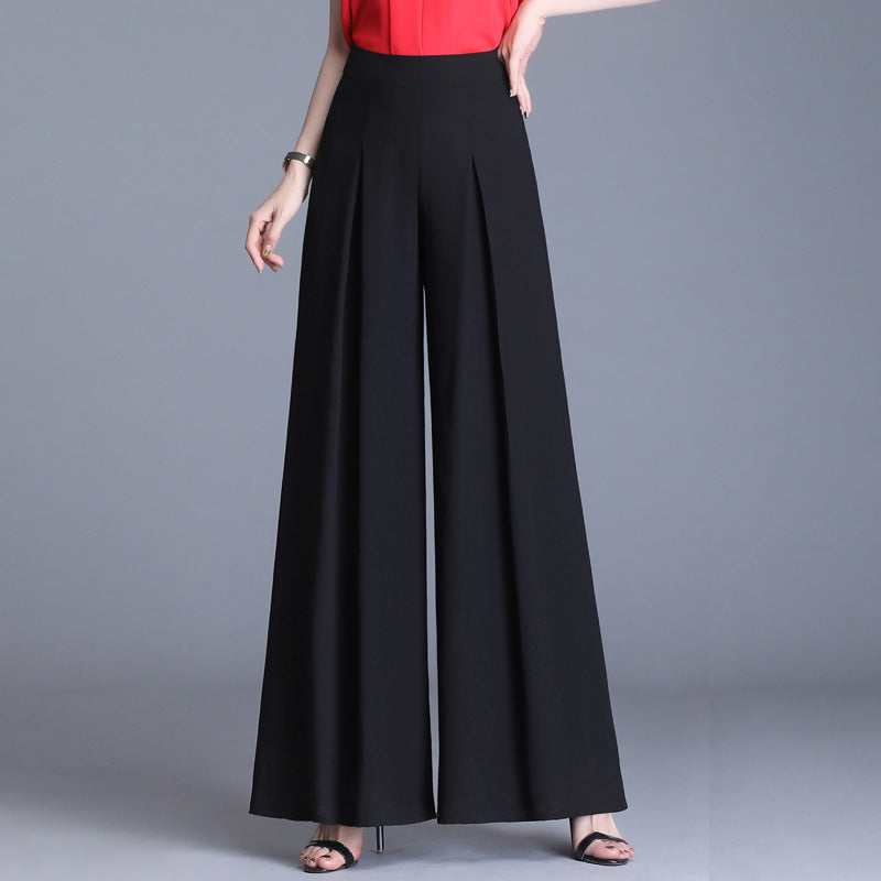 Ladies High Waist Chiffon Wide-Leg Loose Slim Culottes Pants