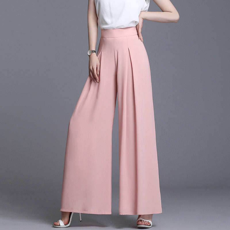 Ladies High Waist Chiffon Wide-Leg Loose Slim Culottes Pants