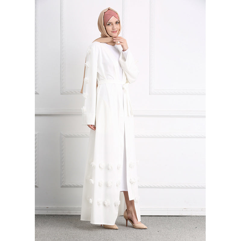 Three-dimensional Flower Abaya Super Long Mopping Dress