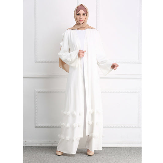 Three-dimensional Flower Abaya Super Long Mopping Dress