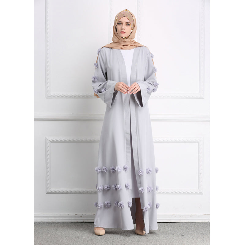 Three-dimensional Flower Abaya Super Long Mopping Dress