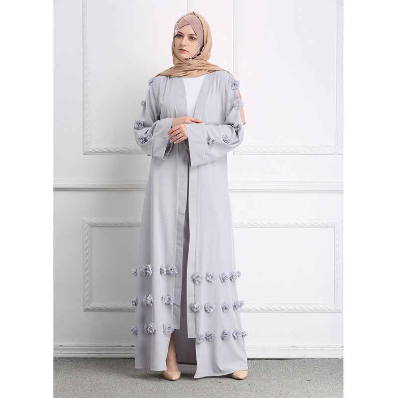 Three-dimensional Flower Abaya Super Long Mopping Dress