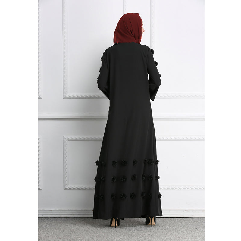 Three-dimensional Flower Abaya Super Long Mopping Dress
