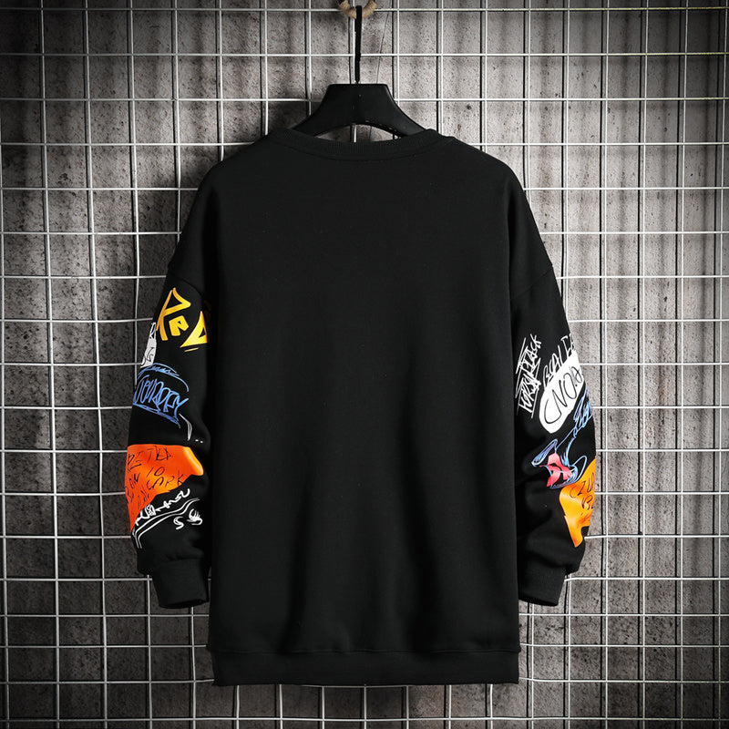 SingleRoad Mens Crewneck Sweatshirt Men Hip Hop Black Hoodie Men