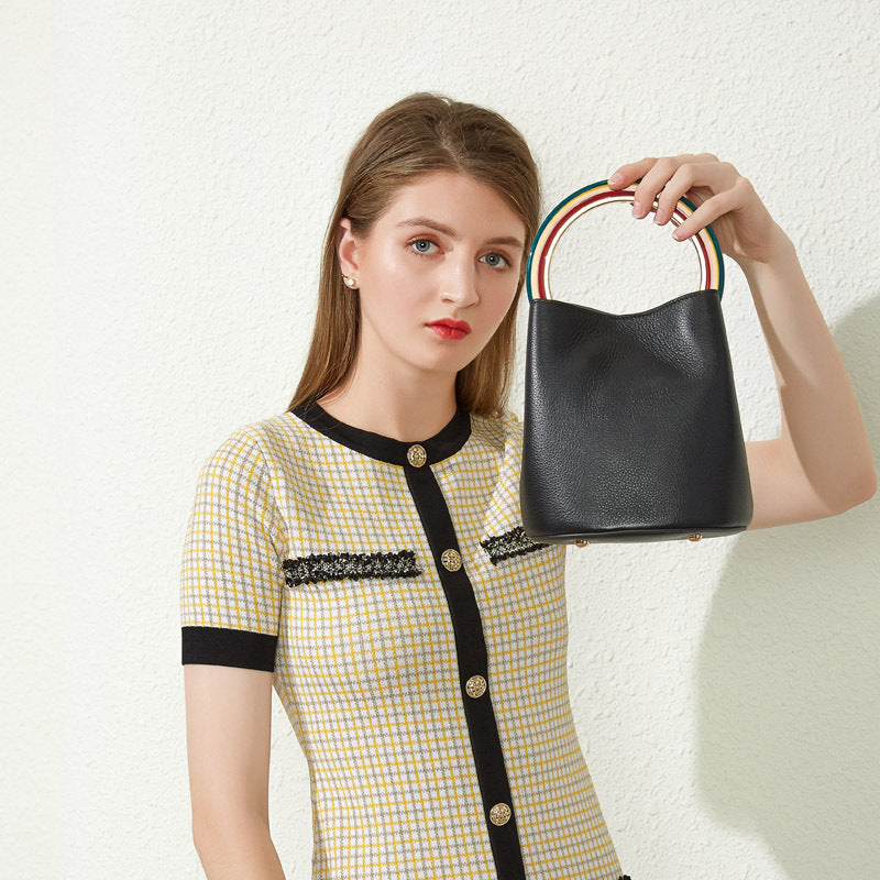 Vintage Large-Capacity Portable Bucket Bag