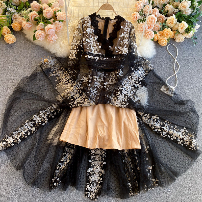 Robe haut de gamme à manches mi-longues, ornée de broderies florales, style industriel, idéale pour les événements du Ramadan