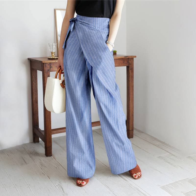 Independent Station Wish Autumn New Striped Lace-up Trousers