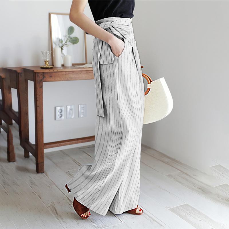 Independent Station Wish Autumn New Striped Lace-up Trousers