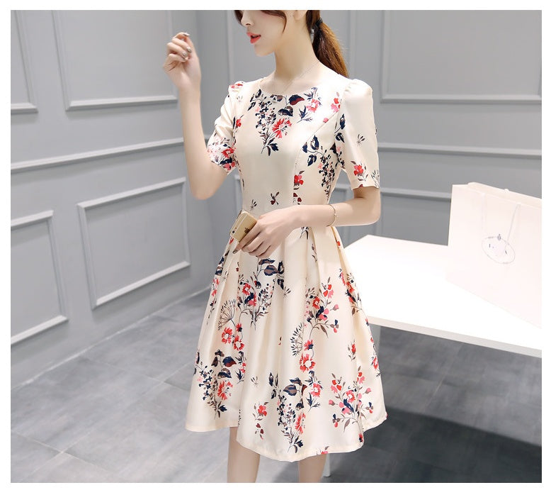 Three-Quarter Sleeve Dress Temperament Base Slim A-Line Skirt