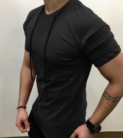 Men's Round Neck Slim Solid Color Short Sleeved T Shirt