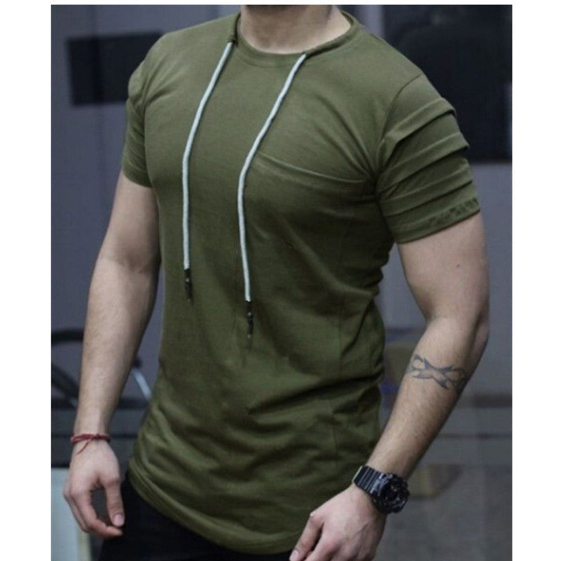 Men's Round Neck Slim Solid Color Short Sleeved T Shirt