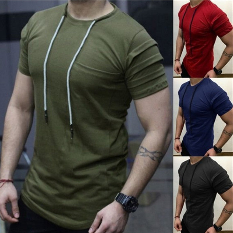 Men's Slim Fit Round Neck Solid Short Sleeve T-Shirt