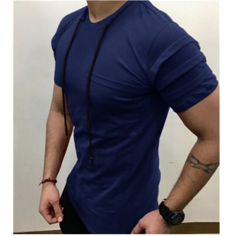 Men's Round Neck Slim Solid Color Short Sleeved T Shirt