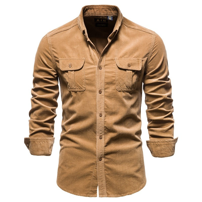 Men's Blue Linen Long Sleeve College Shirt