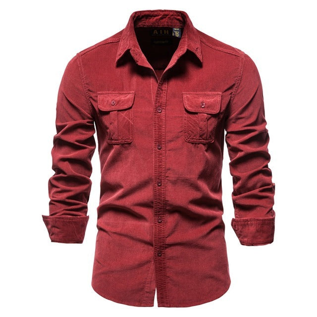 Men's Blue Linen Long Sleeve College Shirt