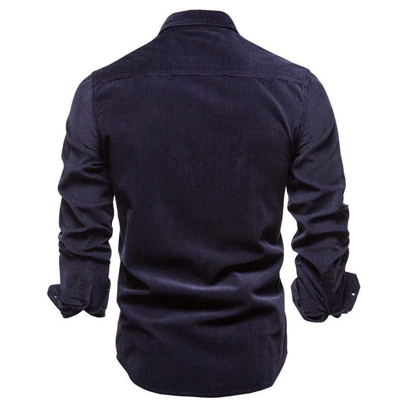 Men's Blue Linen Long Sleeve College Shirt