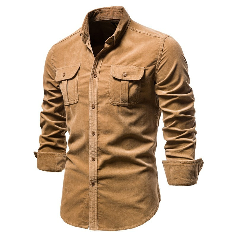Men's Blue Linen Long Sleeve College Shirt