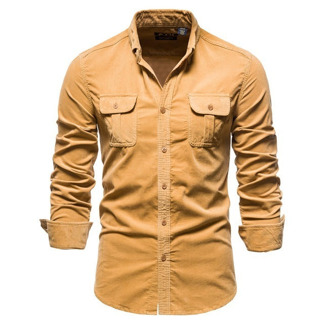 Men's Blue Linen Long Sleeve College Shirt