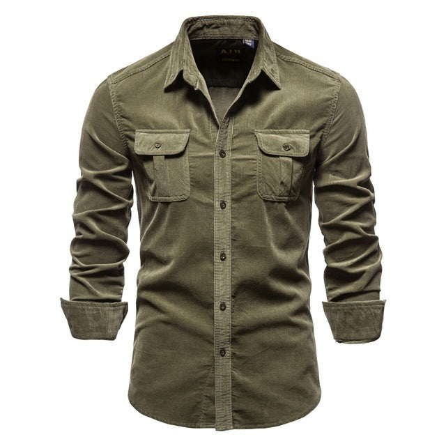 Men's Blue Linen Long Sleeve College Shirt