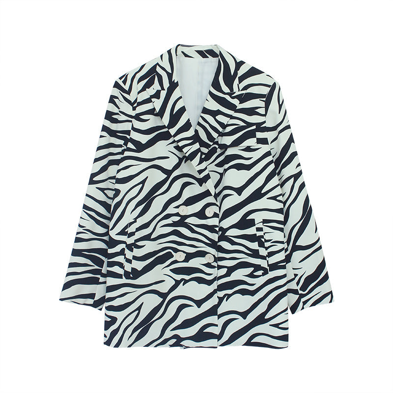 French Slim Zebra Pattern Casual Small Suit Women