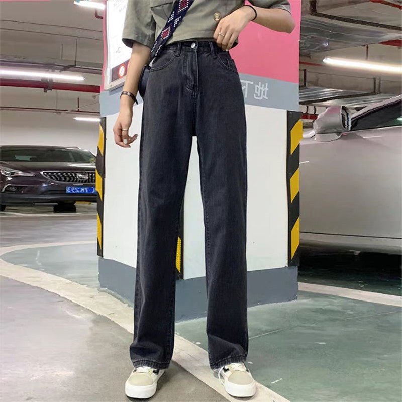 Loose High Waist Slim Gray-Black Casual Wide Leg Pants