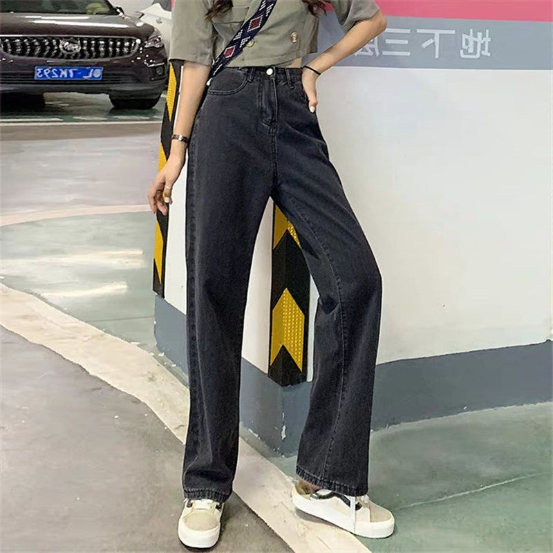 Loose High Waist Slim Gray-Black Casual Wide Leg Pants