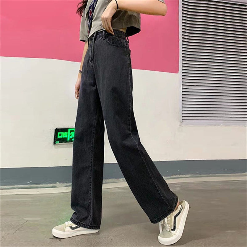 Loose High Waist Slim Gray-Black Casual Wide Leg Pants