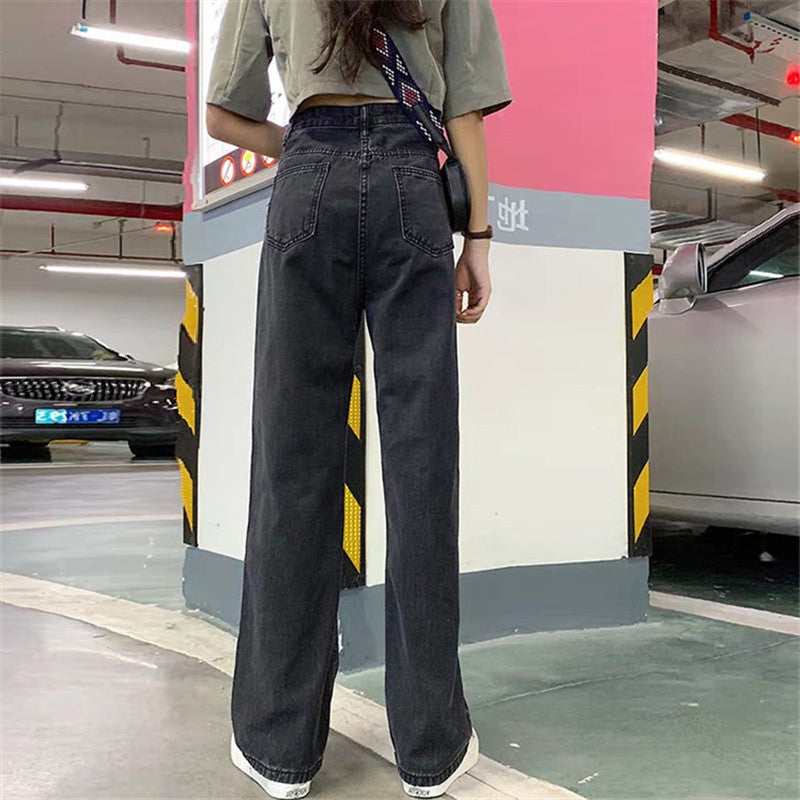 Loose High Waist Slim Gray-Black Casual Wide Leg Pants