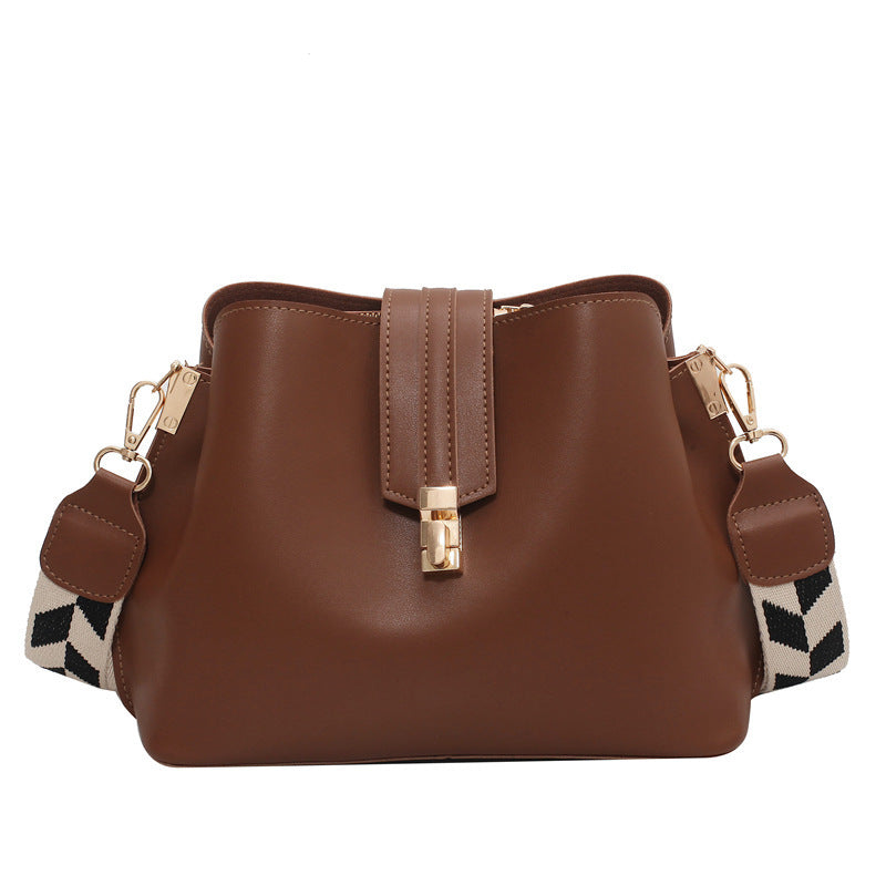 Wide Strap Medium PU Bucket Bag