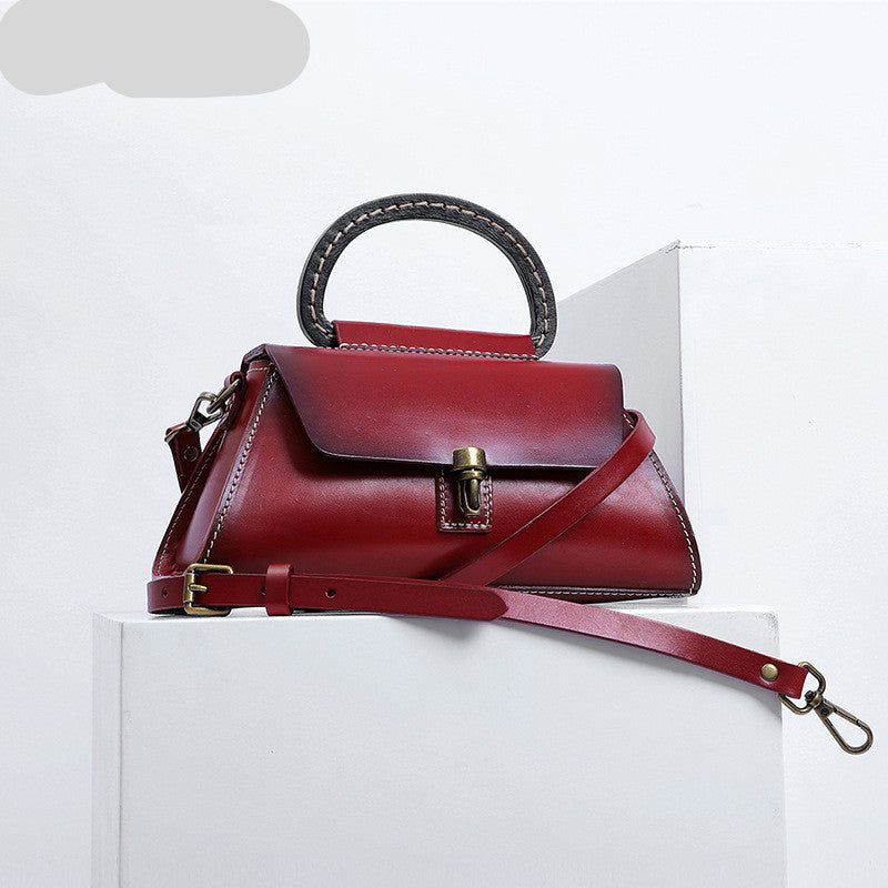 Women's Genuine Leather Tree Cream Handbag