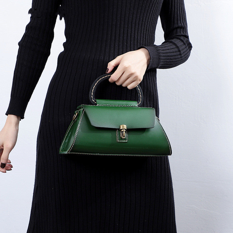 Women's Genuine Leather Tree Cream Handbag