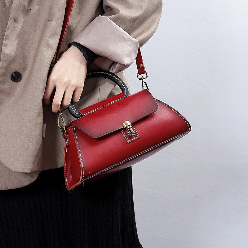 Women's Genuine Leather Tree Cream Handbag