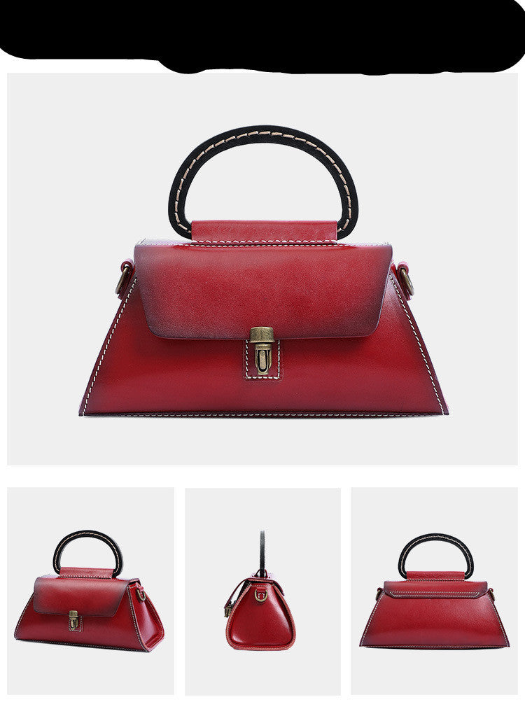 Women's Genuine Leather Tree Cream Handbag