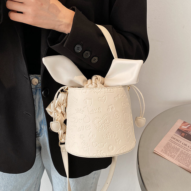 Sac seau en PU Sac à bandoulière pour dames 16x14x16CM