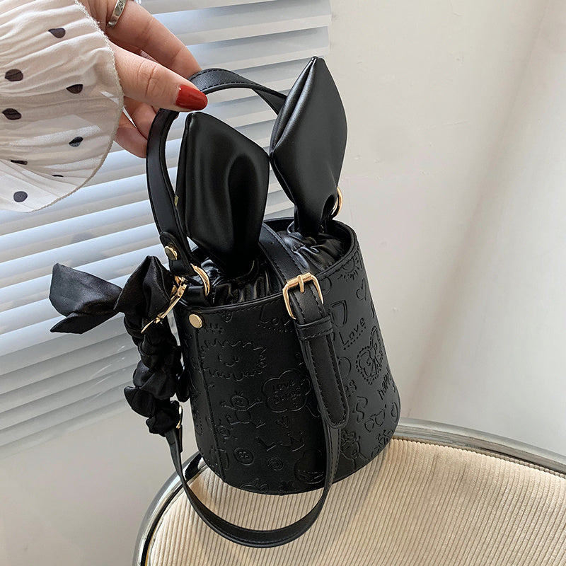 Sac seau en PU Sac à bandoulière pour dames 16x14x16CM