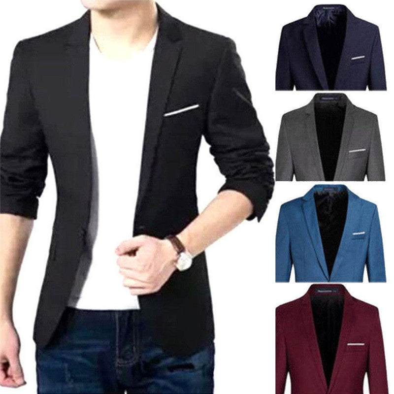 Men's Casual Slim Fit Office Blazer Cotton Blend